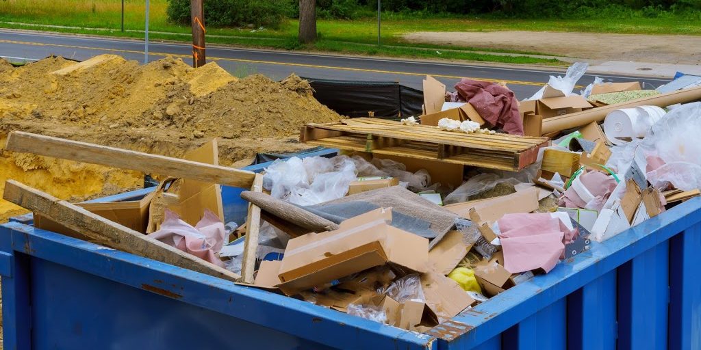 Skips filled with rubbish and waste