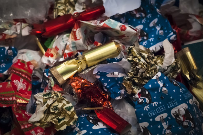 Christmas wrapping waste and rubbish